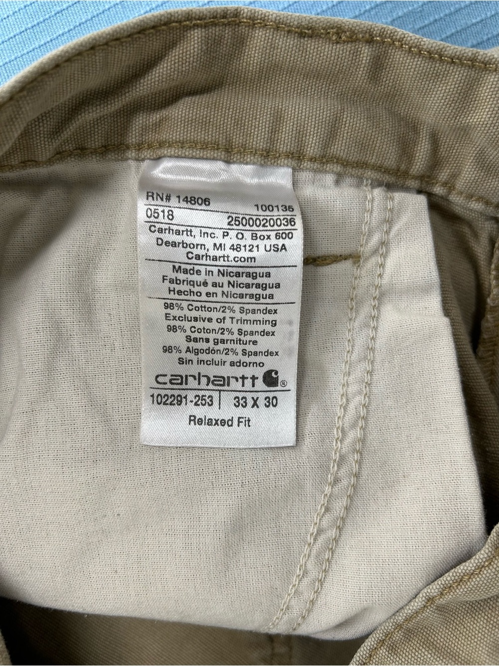 Carhartt Men's Khaki Work Pants - Relaxed Fit - Picture 6 of 9